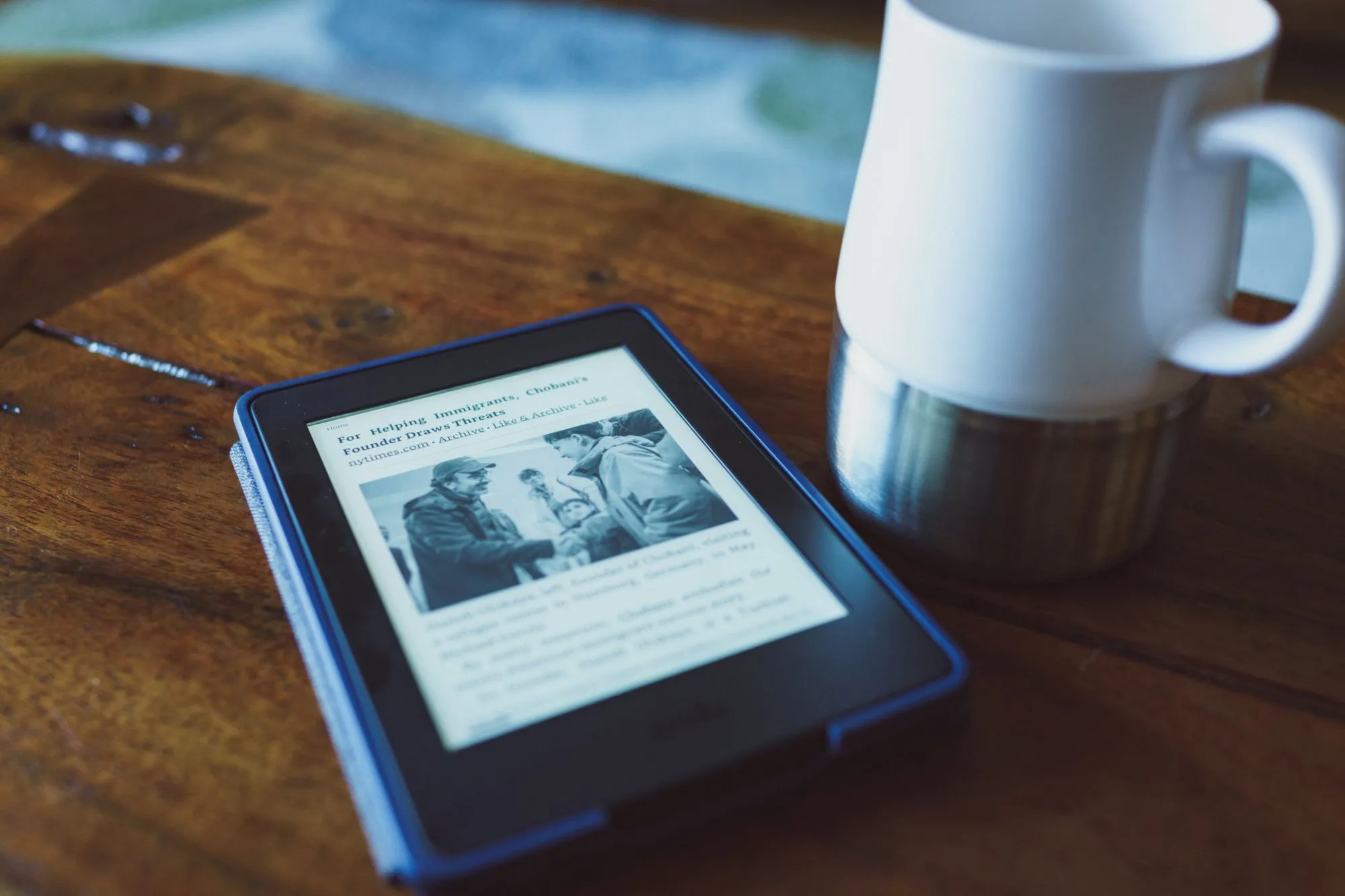 Person reading with coffee